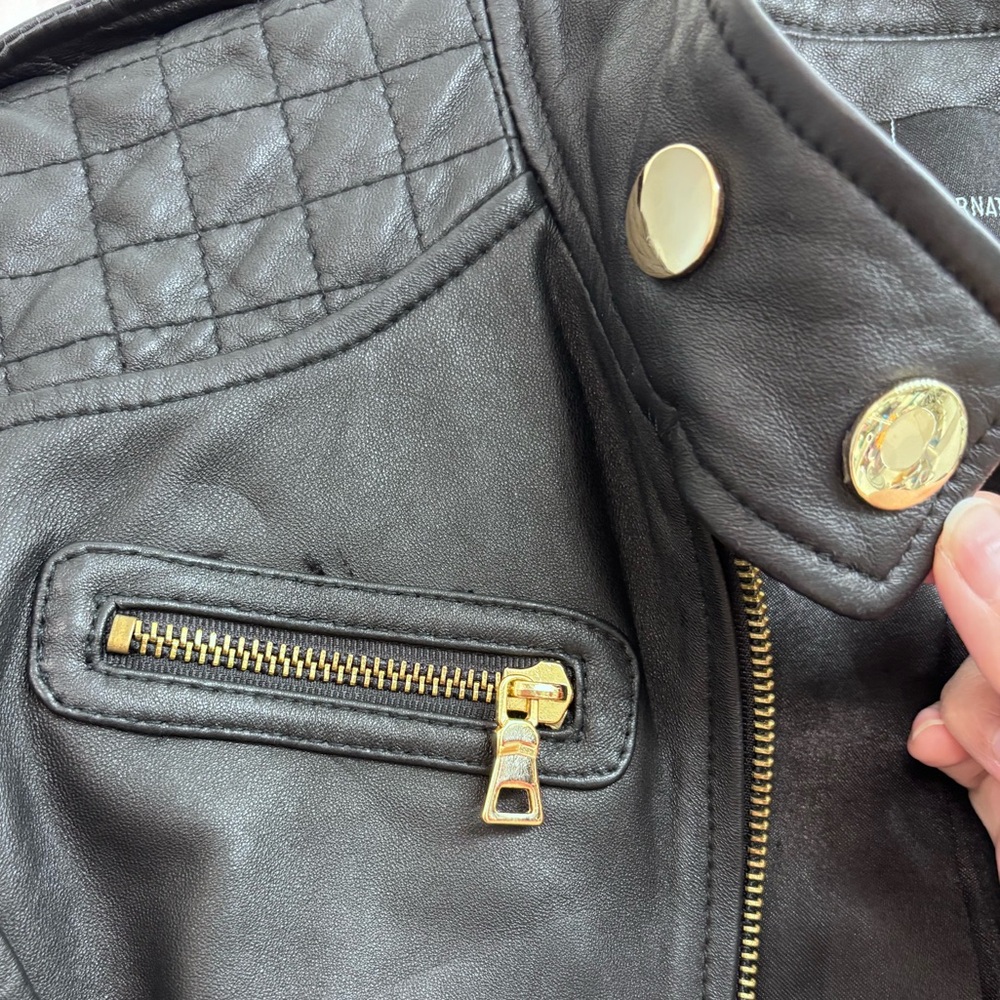 MODA International Genuine Leather Jacket Y2K Fitted Moto‎ in Black - SIZE XS - Picture 3 of 16